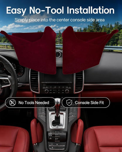 SnowJade A Pair Center Console Side Storage Pocket Organizer for 2011-2018 Porsche Cayenne Accessories, Car Seat Side Organizer, Anti-Drop Seat Console Organizer, Phone Keys Sunglasses Holder Red - Image 2