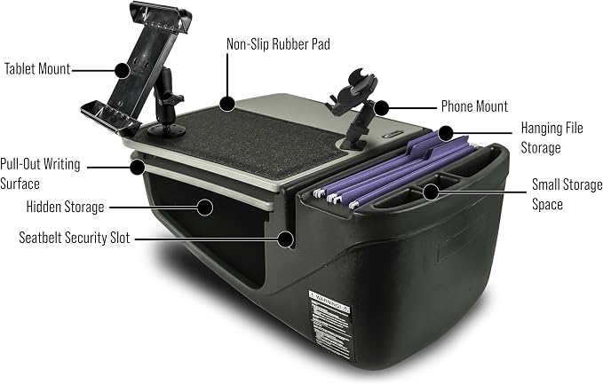 AutoExec AE-GMCD-PM-TAB-GT GripMaster Car Desk for Your Vehicle Workstation and Mobile Office, Grey with Phone Mount and Tablet Mount | Vehicle Workstation, Mobile Office, Phone Mount, Tablet Mount - Image 3