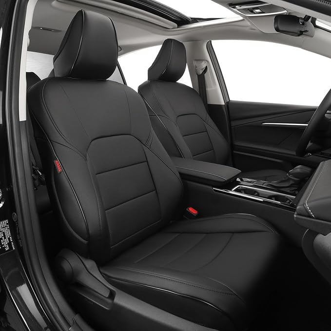 EKR Car Seat Covers for Toyota Camry 2018-2024 (Hybrid),Full Set | Custom Fit for Toyota Camry LE/SE 2018-2024 & SE Nightshade/Nightshade 2022-2024-Faux Leather(Black) by EKR