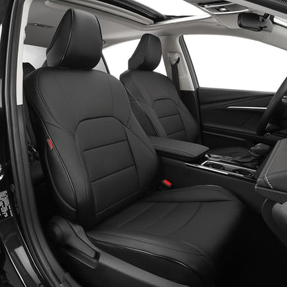 EKR Car Seat Covers for Toyota Camry 2012-2017 (Gas),Full Set | Custom Fit for Toyota Camry SE/XSE/SE Sport/SE Limited 2012-2017,Easy-Wipe Protection-Faux Leather(Black) by EKR