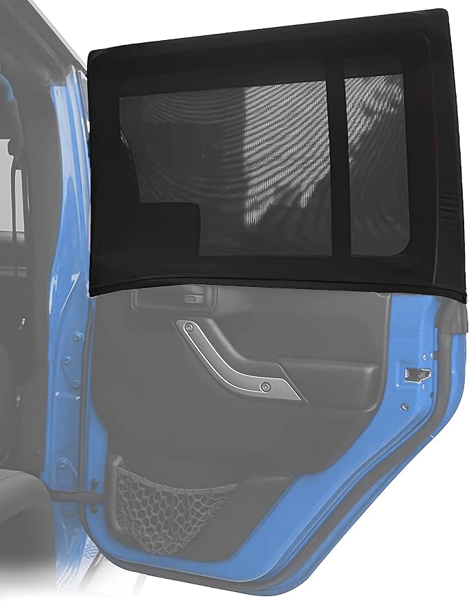 EcoNour Rear Window Shade for Jeep Wrangler Car Window Mesh Screen | For Camping, Bug & Privacy Blackout Window Cover to Protect Sun & UV Rays 1997 to 2025 Jeep Wrangler JK TJ JL & Gladiator JT by EcoNour