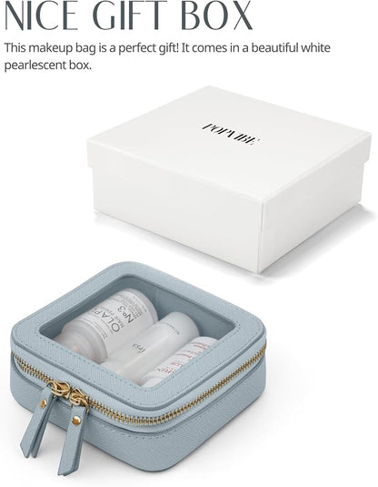 Clear Makeup Bag Travel Cosmetic Case Transparent Toiletry Bag with Zipper, Portable Make Up Organizer Traveling Compact Car Bag for Essentials, Light Blue, Mini - Image 7