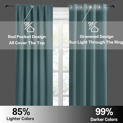 RYB HOME Short Curtains for Window - Blackout Small Window Treatment Panels for Bedroom Bathroom Kitchen Cafe Baby Nursery, Width 29 inches x Length 24 inches, Teal Blue, 2 Panels - Image 5