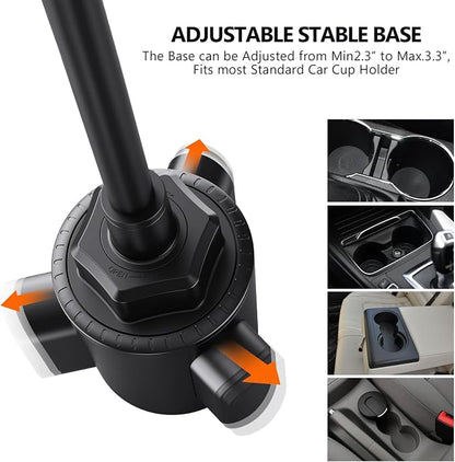 Cup Holder Phone Mount 15 Inch Adjustable Gooseneck Arm for Car | Adjustable long arm and stable cup holder base keep your phone secure, easy to reach, and clear to view while driving - Image 4
