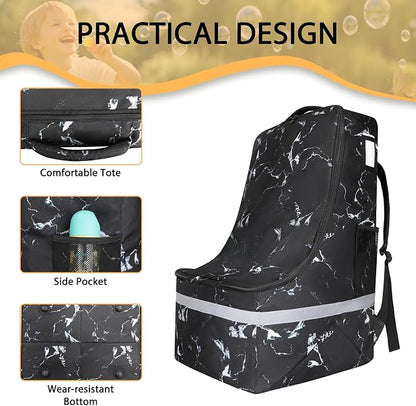 LARIPOP Car Seat Travel Bag for Airplane, Universal Gate Check Car Seat Bag, Padded Backpack with Waist Belt, Reflective Strips & Protective Feet, Fits Infant Convertible Booster Seats, Black - Image 5
