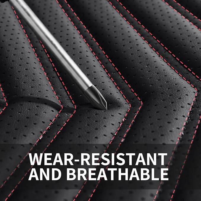 HChengkikz Front Car Seat Cover, Waterproof Faux Leather (Black + Redline) | Easy Maintenance, Airbag Compatible, Universal Fit For Most SUVs Trucks Pick-ups Sedans - Image 8