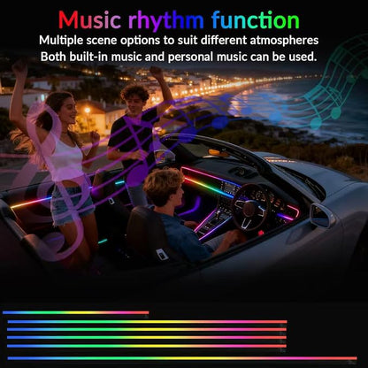 Interior Car Strip Lights Dreamcolor Acrylic Car Decorative Lights with APP Control Multicolor Internal Lighting Kit Music&DIY Function Ambient Fiber Optic Strip LEDs - Image 2