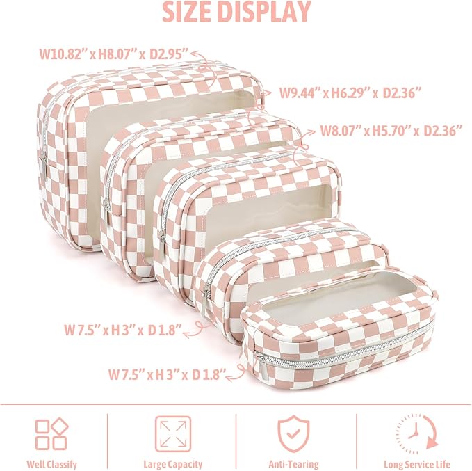 YOPCDJ 5PCS Diaper Bag Organizer Pouch Set, TSA Approved Toiletry Bag, Clear Waterproof TPU Makeup Bag Set Travel Organizer Bags for Women and Kids - Image 2