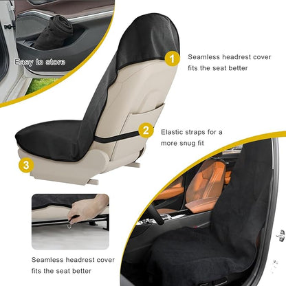 Car Towel Seat Cover, Waterproof Sweating Auto Front Seat Protective Cover, Non-Slip Washable Carseat Protector for Post Gym Workout Running Swimming, Car Accessories (Red) - Image 3
