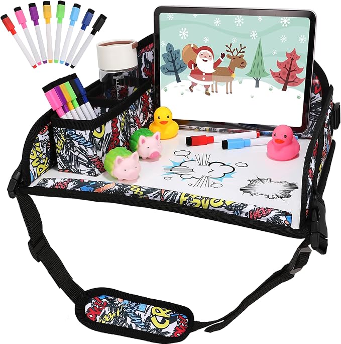 Kids Travel Tray for Airplane - Toddler Car Seat Table Tray, Road Trip Essentials for Boys & Girls, Carseat Lap Desk for Kids Road Trip Activities, Graffiti by Unknown