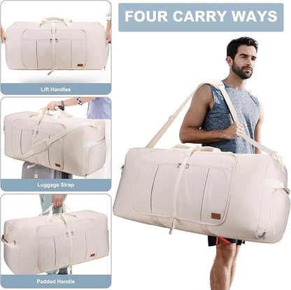 100L EXTRA LARGE Foldable Waterproof Travel Duffle Bag for Men and Women | with Shoe Compartment, Duffel for Weekender Gym Sport, Tear Resistant, Polyester - Image 7