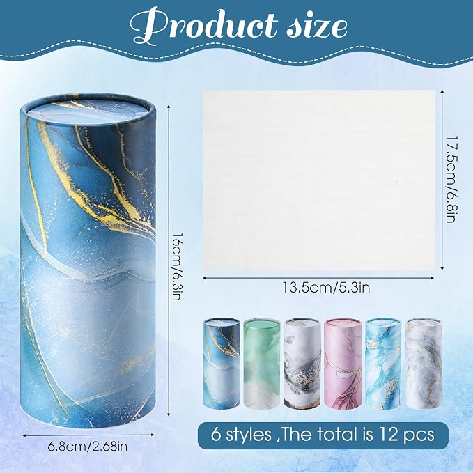 Outus 12 Pcs Marble Car Tissues Cylinder Holder with 3 Ply Facial Tissue Bulk Round Tissue Holder Travel Tissues Boxes Container for Car Cup Wedding Birthday Party - Image 2