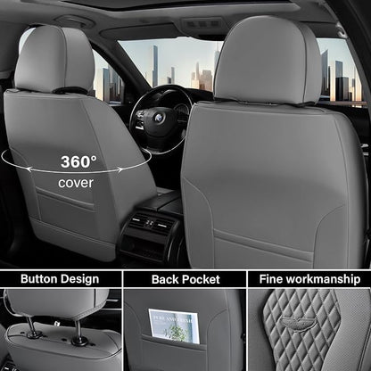 Coverado Seat Covers, Car Seat Covers Front Seats, Gray Car Seat Cover, Waterproof Car Seat Covers, Car Seat Cushion, Front Car Seat Covers Leatherette Car Seat Protector Universal Fit Most Cars - Image 4
