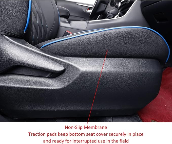 EKR Corolla Seat Covers Custom Fit for Toyota Corolla 2020 2021 2022 2023 2024 2025 2026 SE &2023-2025 XSE &2025 FX,Leather Car Seat Covers Full Set-Faux Leather(Black with Blue Trim) - Image 2