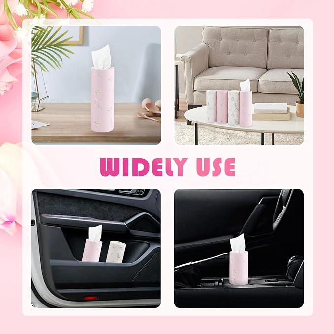 4PCS Pull-Out Car Tissues Cylinder,Exquisite Car Tissue Holder with Easy Open Lid,Refillable Cup Holder Tissues for Cars Interior Accessories with 50-Count Per Box - Image 6