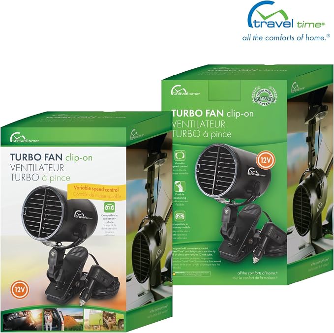 TRAVEL TIME 12V Turbo Fan Clip-On, Black – Universal for Most Vehicles, Variable Speed Control, Cooling Fan, Portable Fan for Cars, Trucks, and UTV's - Image 9