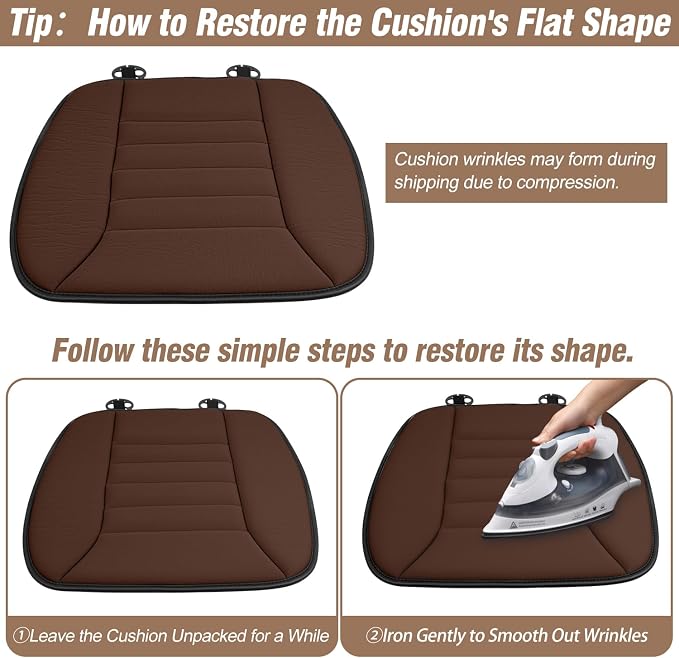 MYFAMIREA 2PCS Car Seat Cushion Pad 1.2" Thick Comfort Seat Protector for Car Driver Seat Office Chair Home Use Memory Foam Seat Cushion with Non Slip Bottom, 20'' x 18.5'', Coffee - Image 8