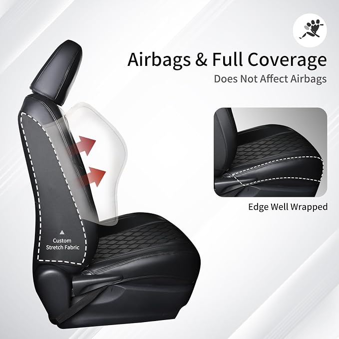 Huidasource Car Seat Covers Fit for Toyota RAV4, Full Coverage Waterproof Leather Seat Cushion Covers Full Set Fit for 2013-2018 Toyota Rav4 XLE LE XLE Premium Limited (Not for Hybrid, Black) - Image 5