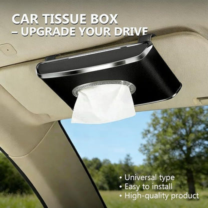 Faux Leather Car Tissue Box for Car Interior, Multi-Function Tissue Holder with Visor Clip, Armrest & Back Seat Napkin Organizer, Vehicle Tissue Dispenser Accessories (Black Hanging) - Image 3