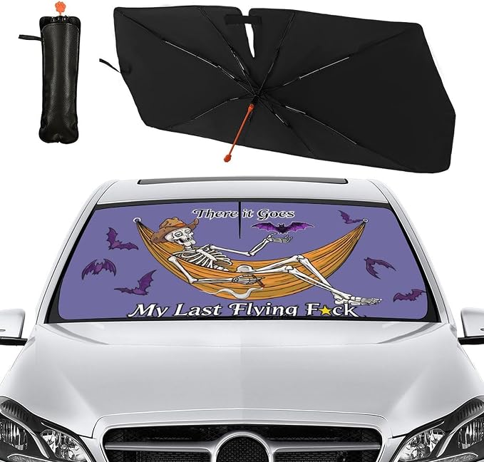 Socira Funny Skeleton Skull Car Windshield Sunshade Umbrella Sun Visor | Foldable Umbrella Sun Shade Cover Sunshade Front Window Cover Car Accessories Blocks Uv Rays (57" X 30") - Image 7