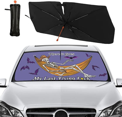 Socira Funny Skeleton Skull Car Windshield Sunshade Umbrella Sun Visor | Foldable Umbrella Sun Shade Cover Sunshade Front Window Cover Car Accessories Blocks Uv Rays (57" X 30") - Image 7