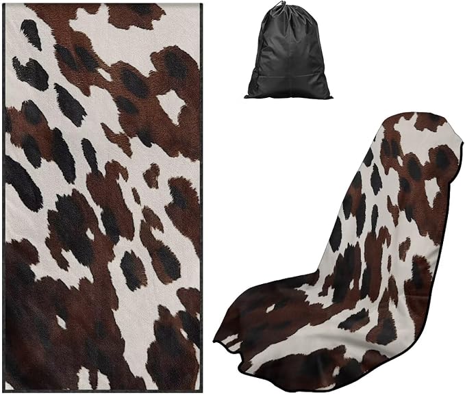 Cow Print Car Towel Seat Cover Breathable Front Seat Towel Cover with Storage Bag Cars Accessories Easy to Store for SUV Vans Sedans Trucks by Aplkyhs