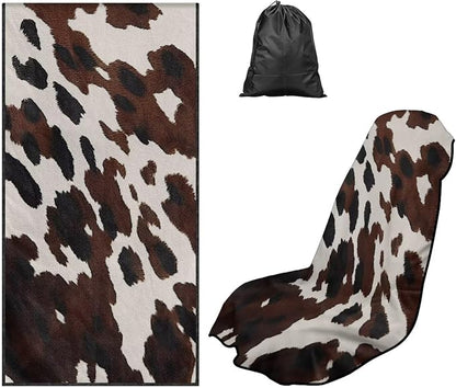 Cow Print Car Towel Seat Cover Breathable Front Seat Towel Cover with Storage Bag Cars Accessories Easy to Store for SUV Vans Sedans Trucks by Aplkyhs