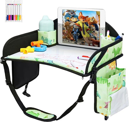Kids Travel Tray for Toddler Car Seat, Road Trip Activities for Kid | Toddler Car Activities with No-Drop iPad Holder Stand, Roadtrip Essentials with Dry Erase Board & Cooler Cup Holder, 3PC - Image 4