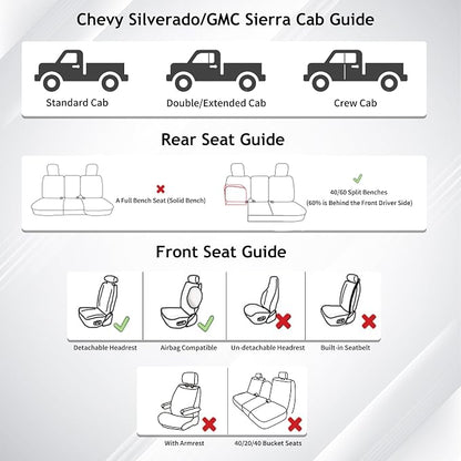 Huidasource Silverado Seat Covers, Sierra Seat Covers, Truck Seat Cover for Chevy Silverado/GMC 2007-2013&2019-2026 1500, 2020-2026 2500HD 3500HD Crew Double Extended Cab Thickened Nappa Leather, Red - Image 9