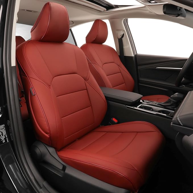 EKR Car Seat Covers for Toyota Camry 2025 2026 (Hybrid),Full Set | Custom Fit for Toyota Camry 2025 2026 XSE/XLE,Factory-Style Interior Upgrade,Easy-Wipe Protection-Faux Leather(Burgundy) by EKR