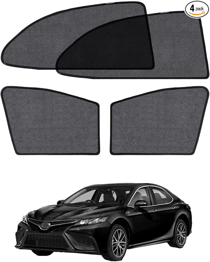 Car Window Shade for Toyota Camry 2018-2024, 4 Pack Magnetic Mesh Sun Shades for Front & Rear Windows, UV Glare Protection & Baby Car Shade for Napping by Unknown