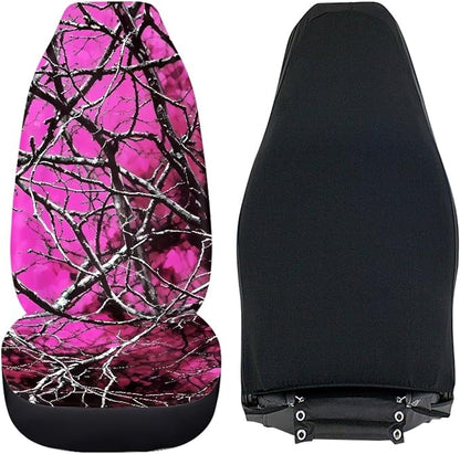 Red Hunter Camo Print Car Seat Cover Front Bottom Seat Cushion Cover, Branch Camoflage Pink Front Seat Covers fits Most Cars, SUVs, and Trucks, Washable and Easy to Install - Image 4