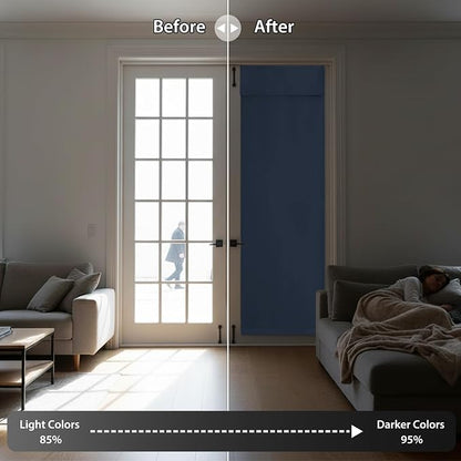 RYB HOME Blackout French Door Curtain, No Drill, W26 x L72, Stone Blue | Self Adhesive, Privacy, Thermal Insulated, For Patio Kitchen Front Entry Front Back Door Glass Window, Renter Friendly - Image 5