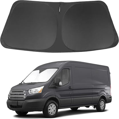 Windshield Sun Shade for 2015-2026 Ford Transit Accessories | Full covered, Foldable & Durable, Block UV Rays, Reduce Heat, Easy to install, Keep Car Cooler by LHFLIVE