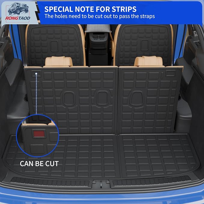 Rongtaod 2nd&3rd Row Backrest Mats+Trunk Mat for 2020-2025 Hyundai Palisade | Only for 7 Seats, Trunk Mat Cargo Liner TPE All Weather Kick Mat Trunk Liner 2024 Palisade Accessories - Image 5