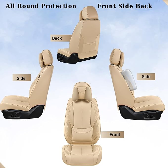 Coverado Car Seat Covers, Seat Covers for Cars, Waterproof Leather Auto Seat Protectors, Leather Car Seat Cushion, Car Interiors Accessories Universal Fit for Most Cars - Image 4