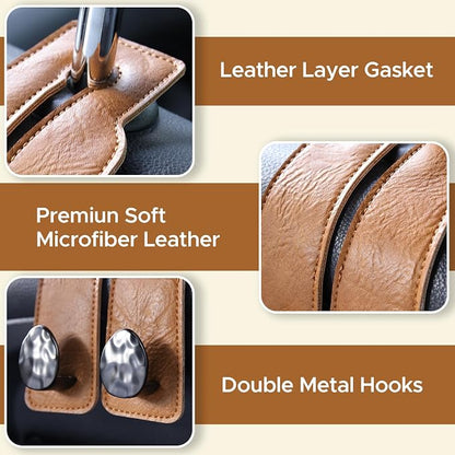 Leather Car Purse Hook for Headrest, 2 Pack (Brown-Black) | Twin Hooks Headrest Hangers, 2/4 Pack, No-Slip, Scratch-Proof, Holds Purses, Backpacks, Grocery Bags, Car Organizer Gift - Image 6