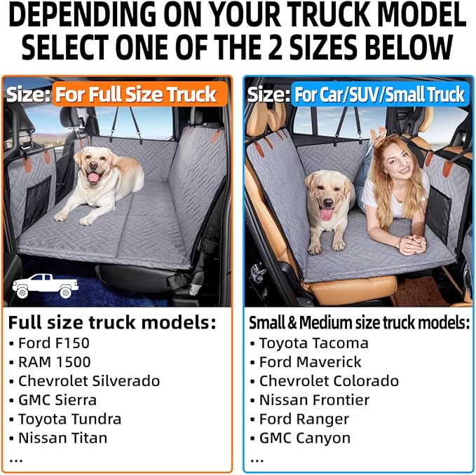 Hard Bottom Dog Car Seat Cover for Full-Size Trucks,Back Seat Extender | Strong Support,More Rest Space,Waterproof, Scratch Resistant,Car Seat Protector,Dog Hammock for Full-Size Truck - Image 2