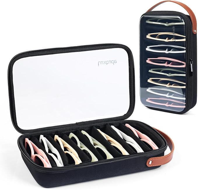 Travel Sunglasses Organizer Case, Clear Sunglasses Travel Case | Glasses Case Multiple Pairs with Adjustable Slots, Hard Shell Sunglass Storage Organizer for Women Men/Camping/Beach etc. by Luxtude