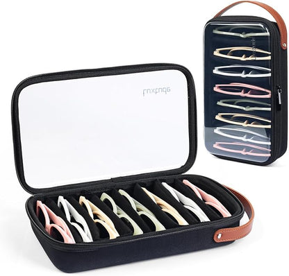 Travel Sunglasses Organizer Case, Clear Sunglasses Travel Case | Glasses Case Multiple Pairs with Adjustable Slots, Hard Shell Sunglass Storage Organizer for Women Men/Camping/Beach etc. by Luxtude