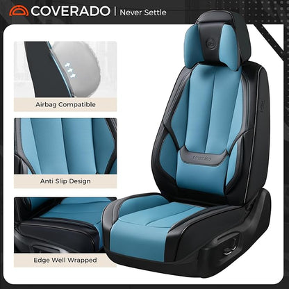 Coverado Car Seat Covers, Seat Covers for Cars, Waterproof Leather Auto Seat Protectors, Leather Car Seat Cushion, Car Interiors Accessories Universal Fit for Most Cars - Image 6