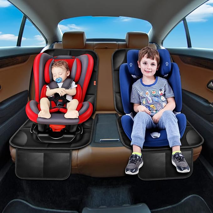 XHYANG Car Seat Protector 1 Pack Car Seat Cushion Mat Thickest Padding,Waterproof 600D Fabric Car Seat Covers for Non-Slip Backing Mesh Pockets for Baby and Pet (Beige, 2 Pcs) - Image 7