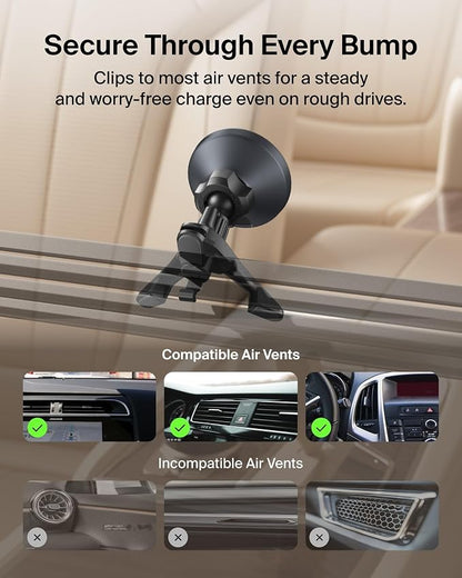 Belkin Qi2 15W Magnetic Wireless Vent Mount, Fast Charging Car Charger | MagSafe Compatible, iPhone 15/16/17, Samsung Galaxy S26, AirPods, iPads, MacBook, Chromebook, Car Phone Charger - Image 4
