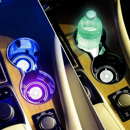 2PCS LED Car Cup Holder Lights, Car Coasters for Cup Holders | 7 Color-Changing Light Up Cup Holder Insert Coasters, Waterproof Car Accessories for Teens, Car Gifts for Men & Women - Image 2
