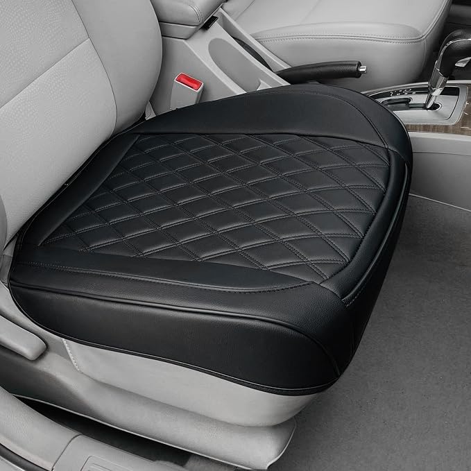 BEITK 1 Pack Leather Front Car Seat Bottom Cover Black | PU leather,Waterproof, Full Wrap, Non-slip, Universal Fit for Sedan Truck SUV, Easy to Install by BEITK