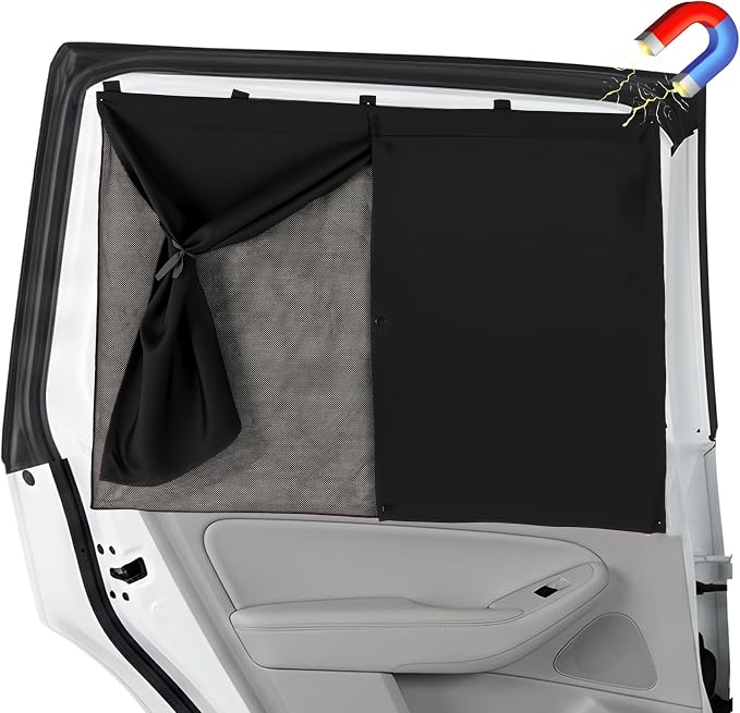 Magnetic Car Window Shades for Baby 1 Pack Cartoon Sun Shade for Side Window Double Layer UV Protection No Suction Cups Required Car Curtains for Toddlers, Fits Most SUVs & Sedans (Black) by Unknown