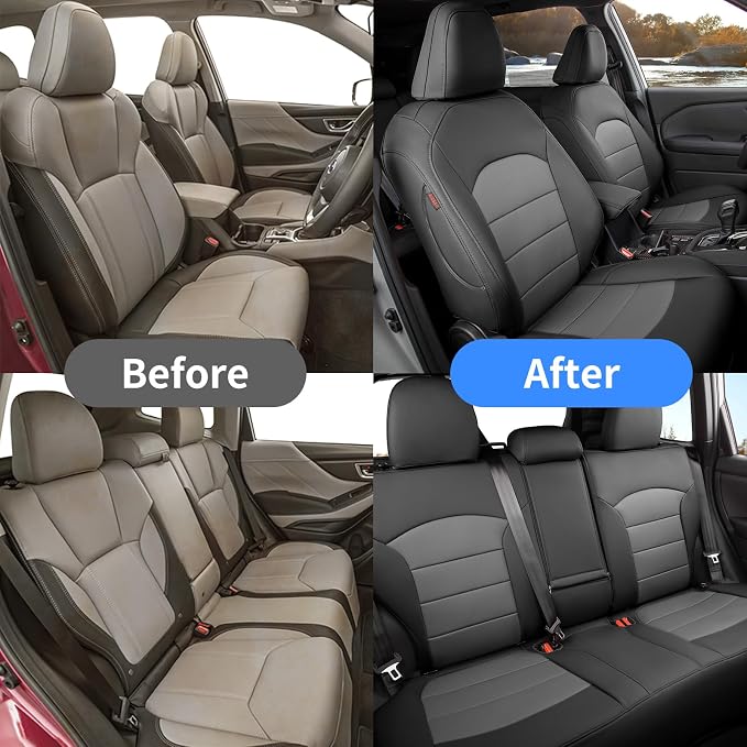 Custom Seat Covers for 2026 Subaru Forester,Rear w/Armrest,Faux Leather | Full Set Suv Seat Cushion,Easy Installation,Factory Look,Waterproof Car Seat Protector (Black/Gray) - Image 2