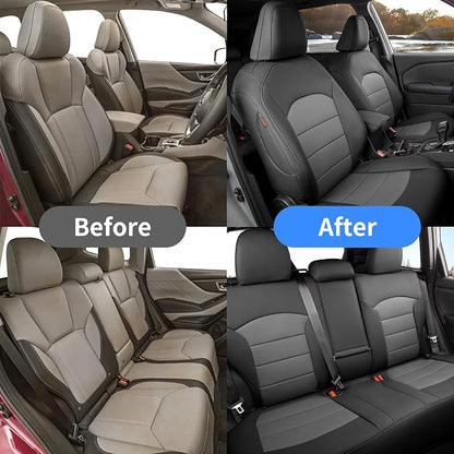 Custom Seat Covers for 2026 Subaru Forester,Rear w/Armrest,Faux Leather | Full Set Suv Seat Cushion,Easy Installation,Factory Look,Waterproof Car Seat Protector (Black/Gray) - Image 2