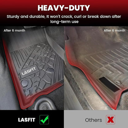 LASFIT Floor Mats for Jeep Wrangler JK 2014-2018 Unlimited 4 Doors | NOT for JL or 2-Door, All Weather, TPE, Custom Fit, Car Mats, Floor Liners, 1st & 2nd Row, Black - Image 8