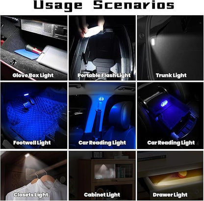 4PCS Wireless Car Led Interior Lights with Touch Control, 7 Colors Magnetic Car Dome Lamp, USB Rechargeable Cordless Footwell Ambient Light for Cars Truck Van,Cabinet, Wardrobe - Image 5